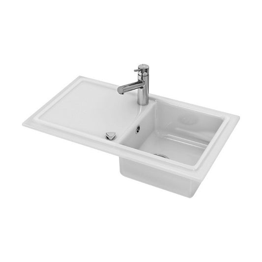 Évier de cuisine Cassia 1 bac — 86 × 51 cm — Blanc brillant — Duravit